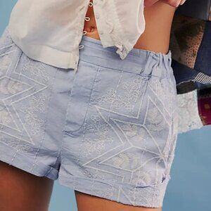 Free People Westover Embroidered Shorts - Blue Bell Combo NWOT Size Medium